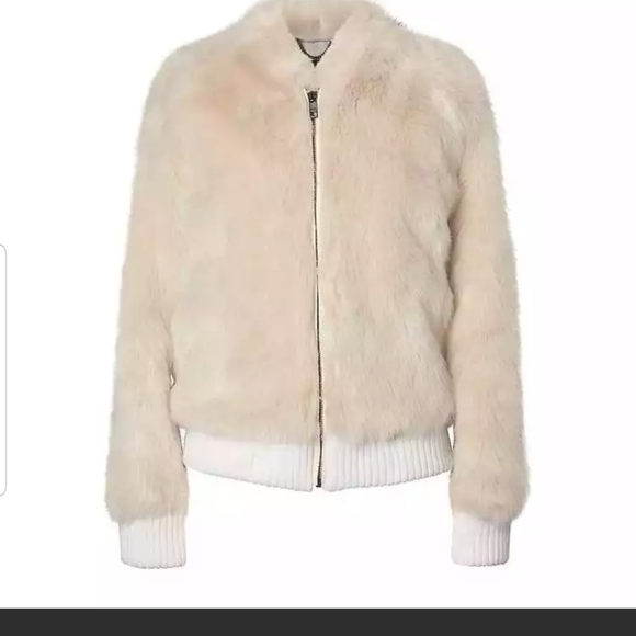 White Faux Fur Bomber Jacket - Picture 5 of 8